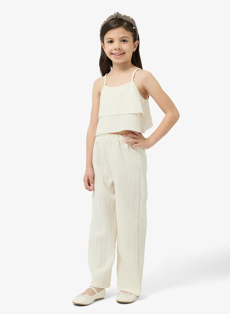 Pinata  White Strappy Frill Top and Pants Set for Women | Best Price UAE